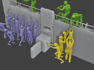 Concrete Diorama Zombies vs Soldiers 3D Model Pack