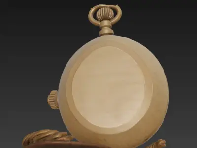 Steampunk Pocket Watch - Brass timepiece with exposed gears 3D model