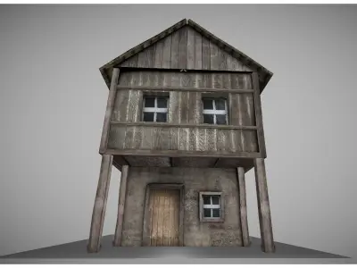 low poly medeival house  Low-poly 3D model