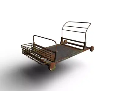 Rusted Industrial Trolly 1 Low-poly 3D model
