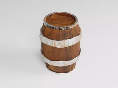 Stylized Wooden Barrel PBR Game Ready Prop Low-poly 3D model
