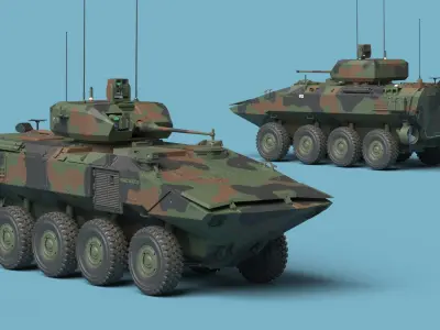 US Amphibious Combat Vehicle ACV with 30mm Gun Rigged 3D model