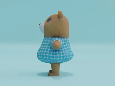 Bear Teddy Doll Wear in clothes Free low-poly 3D model