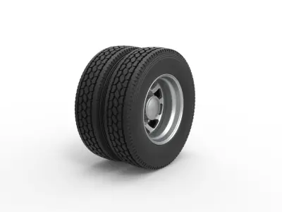 Rear custom wheel of semi truck Version 8 Scale 1 to 25 3D print model