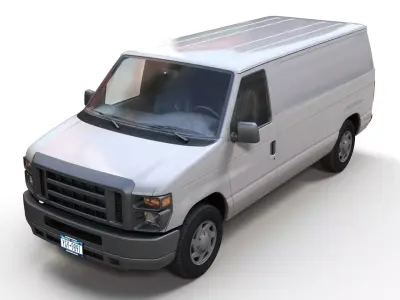 2010s industrial van  Low-poly 3D model