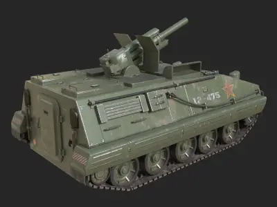 4 coatings of PLA Army PLZ70 122mm self-propelled howitzer Low-poly 3D model