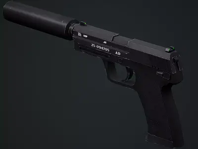 HK USP Game Ready Low-poly 3D model