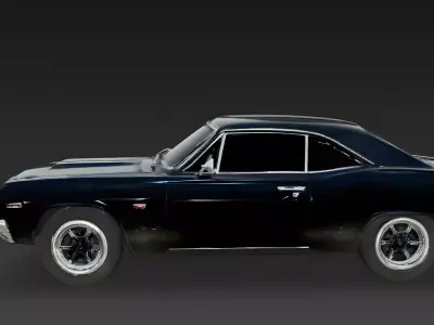 Realistic 60s Classic Muscle Car 3d model Low-poly 3D model