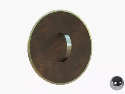 Medival Round Woden Shield Low-poly 3D model