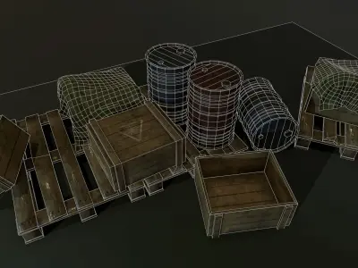 Factory items Low-poly 3D model