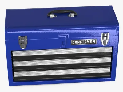 Craftsman Metal Tool Chest Organizer with 3 Storage Drawers Blue 3D model