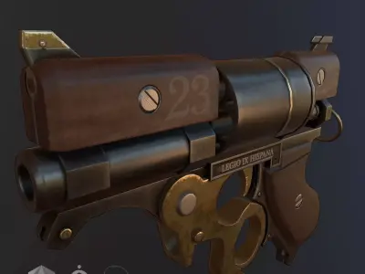 Steampunk gun ow-poly game ready  Low-poly 3D model