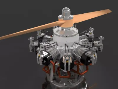 RADIAL NINE CYLINDER ENGINE 1978 3D model