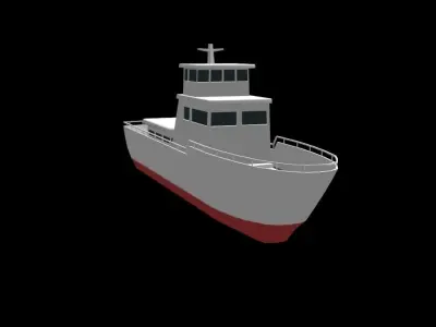 Low poly boat fishing Free low-poly 3D model