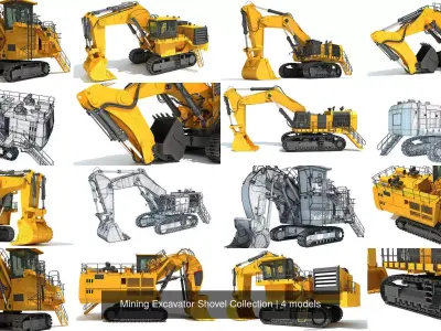 Mining Excavator Shovel Collection 3D Model Pack