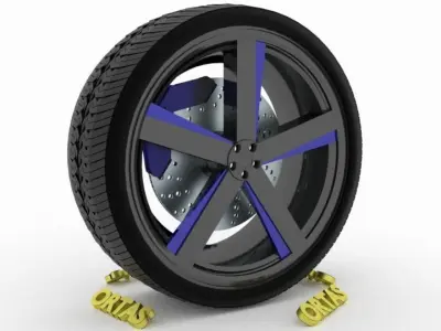 ORTAS CAR WHEEL RIM 115 GAME READY WHEEL RIM TIRE 3D model