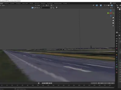Two runways airport map with Texture Low-poly 3D model Low-poly 3D model