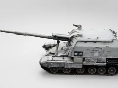 russian 2S19 Msta 152 mm howitzer destroyed by Ukrainian army 3D model