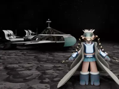 3D Spaceship with a character 3D model