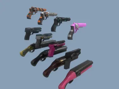 Gun Pack - pistol revolver shotgun Low-poly 3D model