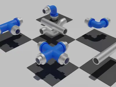 Seamless Tiled Pipes Low-poly 3D model
