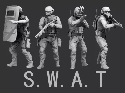 Lowpoly Swat  Low-poly 3D model