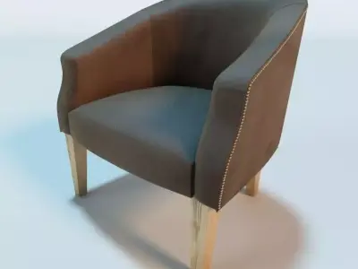 Antique Leather Tub Chair 3D model