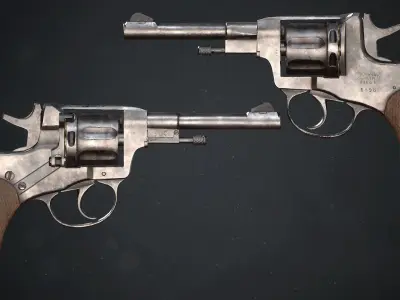PBR Russian Nagant M1895 Revolver Low-poly 3D model