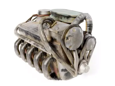 vintage carD v12 engine vehicle part da1 Low-poly 3D model