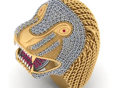 Lion antique Ring 3d Print STL file  3D print model