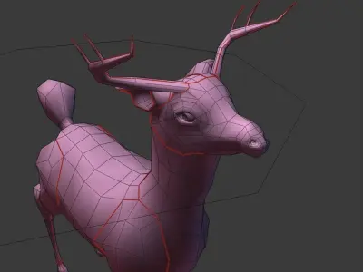 wild deer or christmas deer Low-poly 3D model
