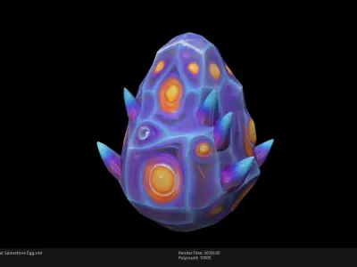 Low Poly Stylized Stellar Spikestone Egg Low-poly 3D model