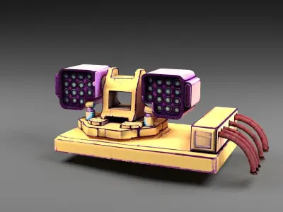 Cartoon flare-gun turret Low-poly 3D model