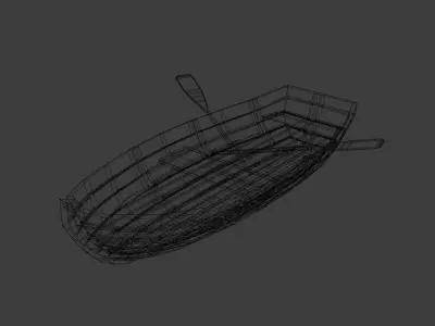 Wooden boat Low-poly 3D model