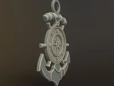 Marine Anchor Pendant - 3D Printable 3D print model