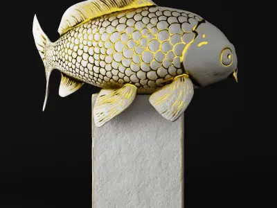 koi fish sculpture 3D model