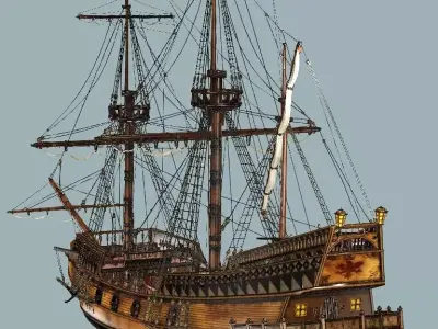 Sailboat Galleon - GameReady Sailing Ship Artemis 3D Model Low-poly 3D model