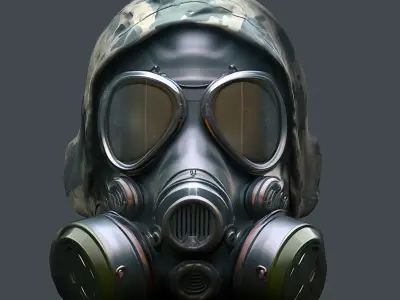 Gas mask helmet 3d model military combat Low-poly Low-poly 3D model 13