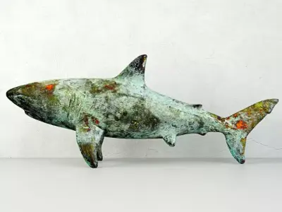 Shark Sculpture in Bronze Finish 3D model