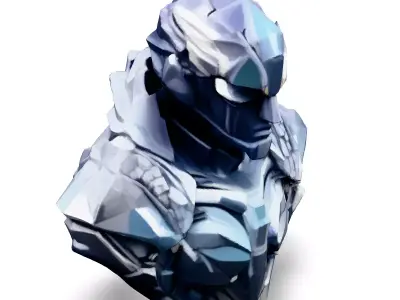 Scifi Armored Cyborg Bust Low-poly 3D model