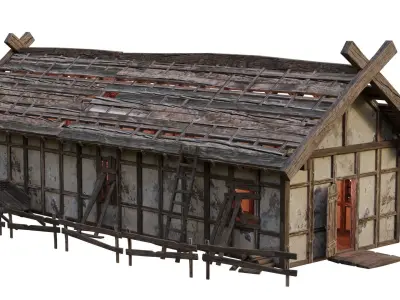 Old Medieval Building House 4K Textures GameReady 54 Low-poly 3D model