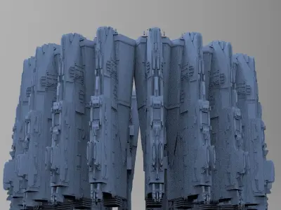 Sci-Fi dark Platforms 5 3D model