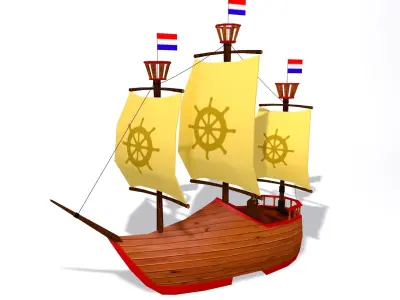 Low Poly Netherlands Boat Low-poly 3D model