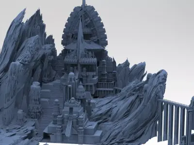 Mountain rocks path Fortress  3D model