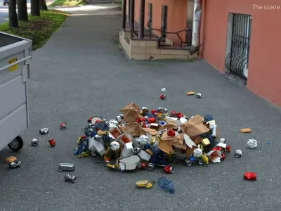 Household Trash Heap with Cans 3D model