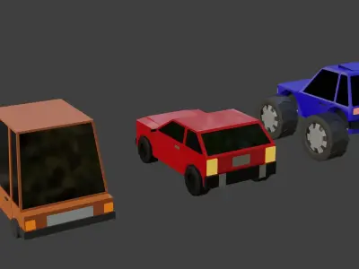 lowpoly cars three different Free low-poly 3D model