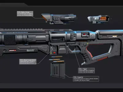 AK8 - Heavy MachineGun Low-poly 3D model