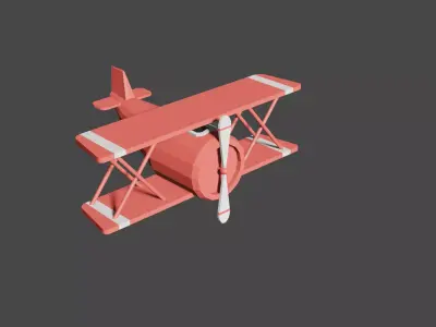Low Poly Cartoon Biplane 3D model