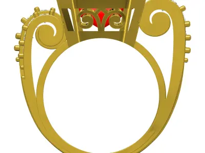 Antique Emerald Stone Cocktail Engagement Ring 3D print model