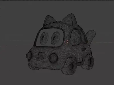 Cute Cartoon Cat Car 3D Model  Stylized Toy Vehicle for Kids  3D model